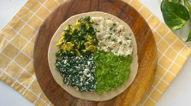 4-in-1 stuffed paratha with four fillings folded into quadrants 7